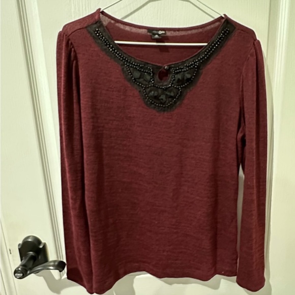 East 5th Embellished Merlot Long Sleeve
Knit Top - Picture 3 of 11